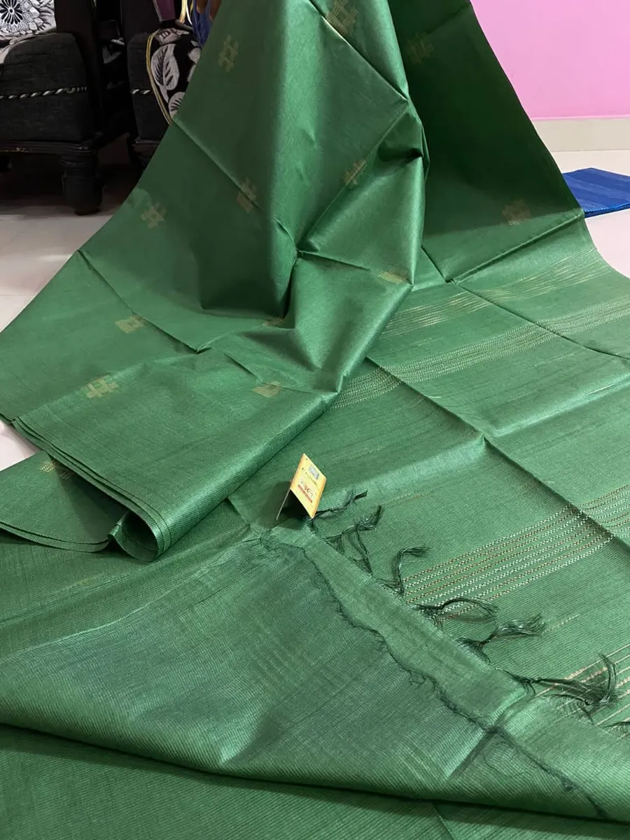 Luxurious Pure Katan Silk Ensemble With Self Weaving Design